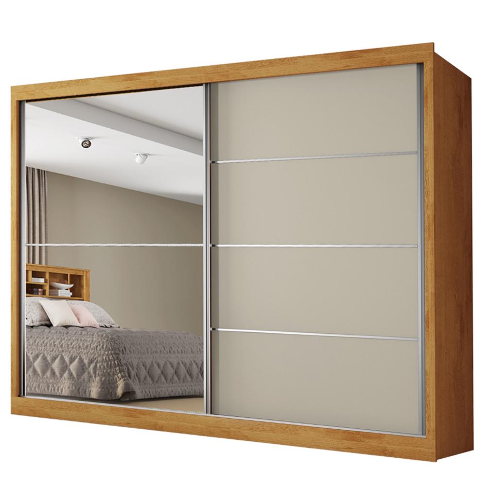 Guarda Roupas Casal 2 Portas De Correr Com Espelho 4 Gavetas Flex 100% Mdf Austria