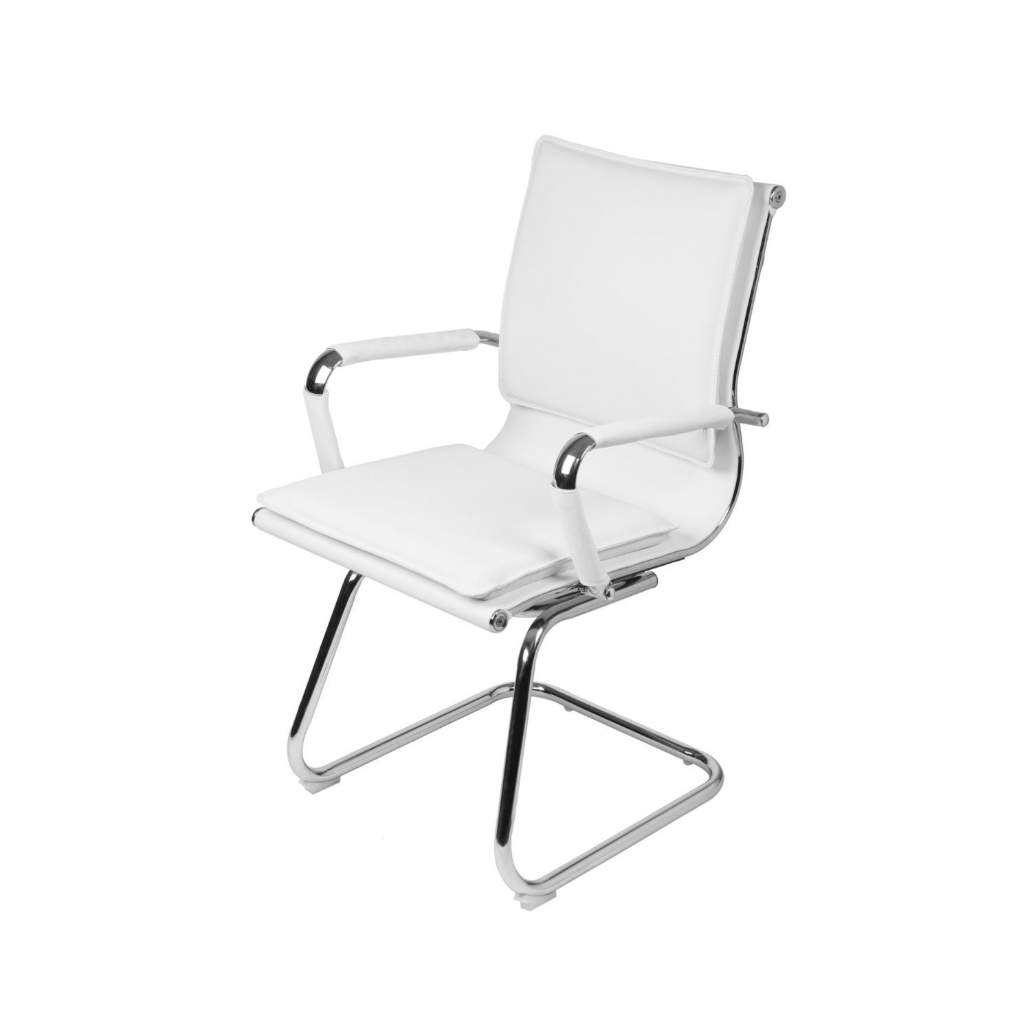 Cadeira Para Escritorio Interlocut Italiano Estofada Em Corino 3304 Branco