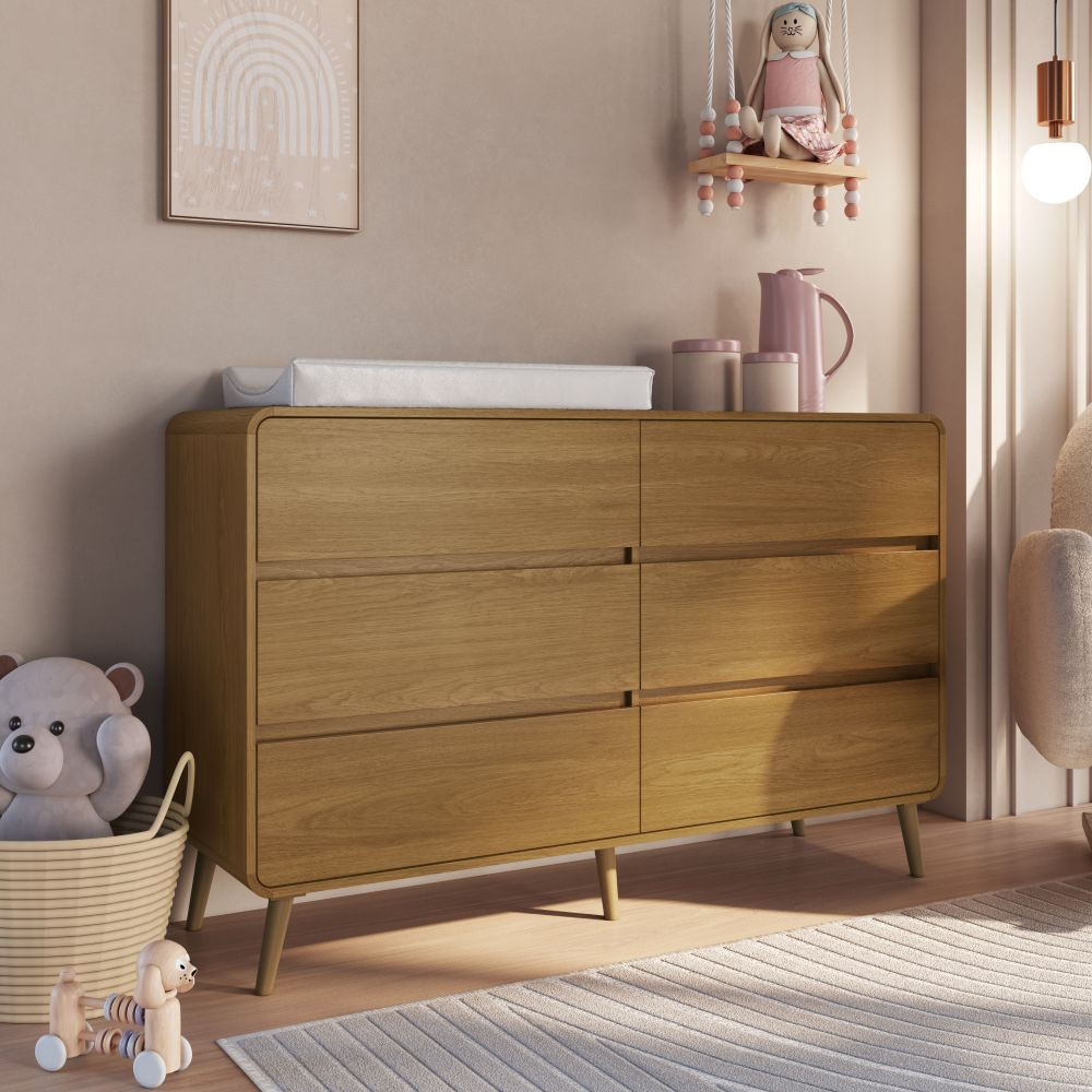 Cômoda Infantil 6 Gavetas Wave Completa Móveis