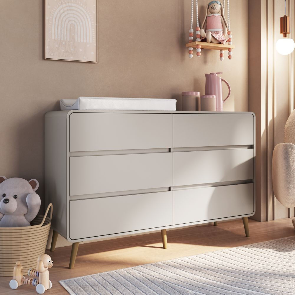 Cômoda Infantil 6 Gavetas Wave Completa Móveis