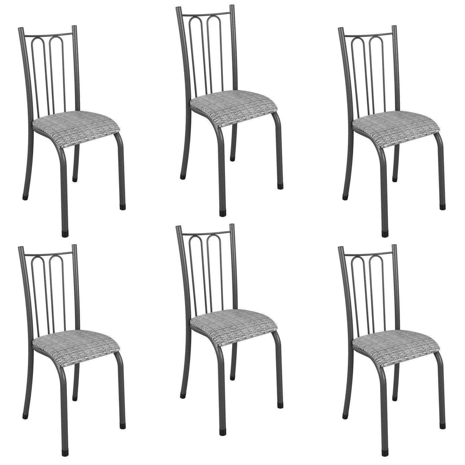 Kit Com 6 Cadeiras Para Sala De Jantar Amanda Prata/preto