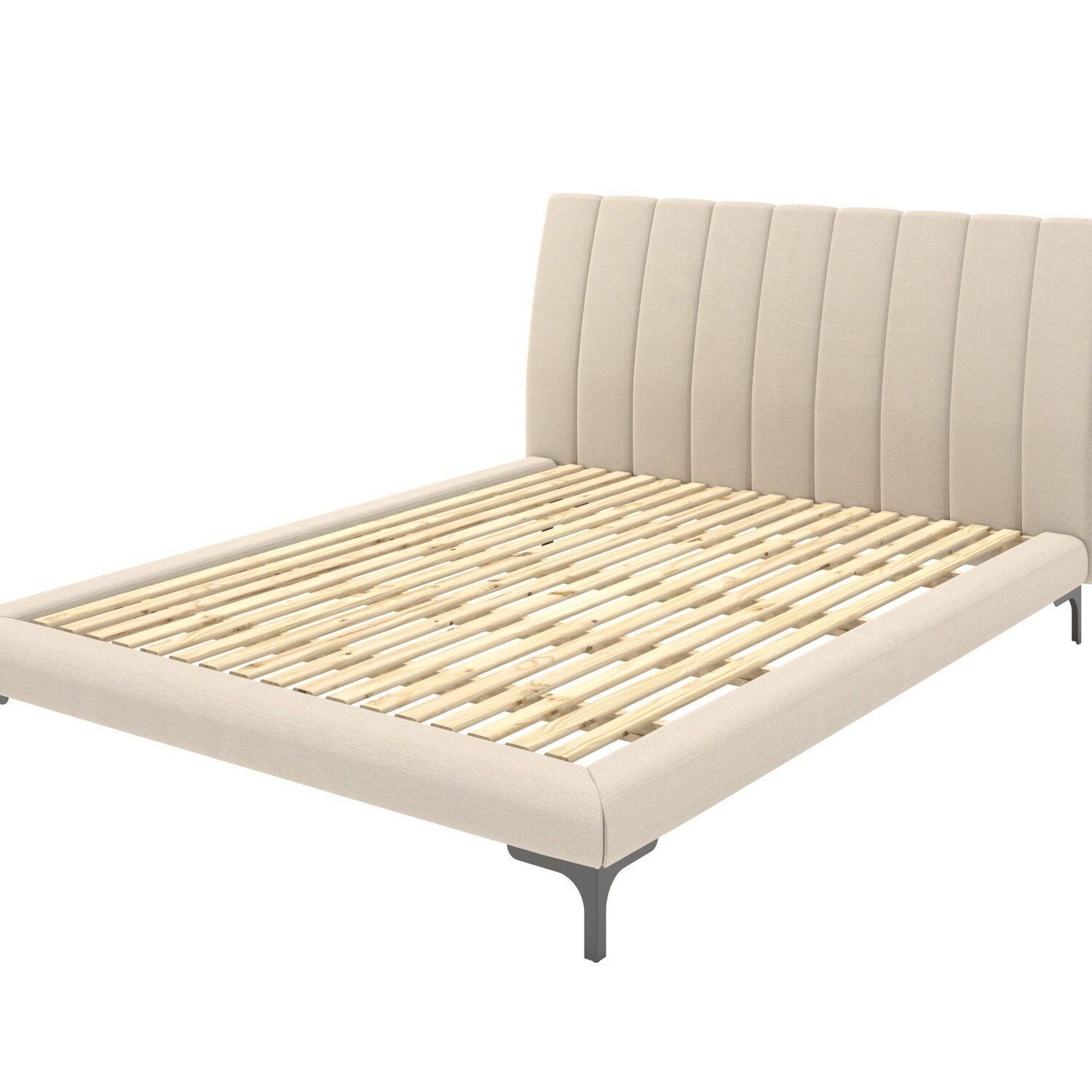 Cama Queen Estofada Linho Com Cabeceira Moon Bege