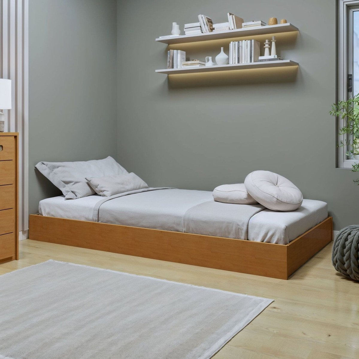 Cama Auxiliar De Solteiro Move Com Rodizio Amendoa