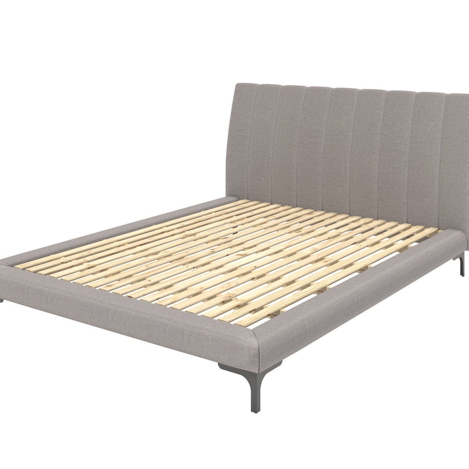 Cama Queen Estofada Com Cabeceira Moon Cinza