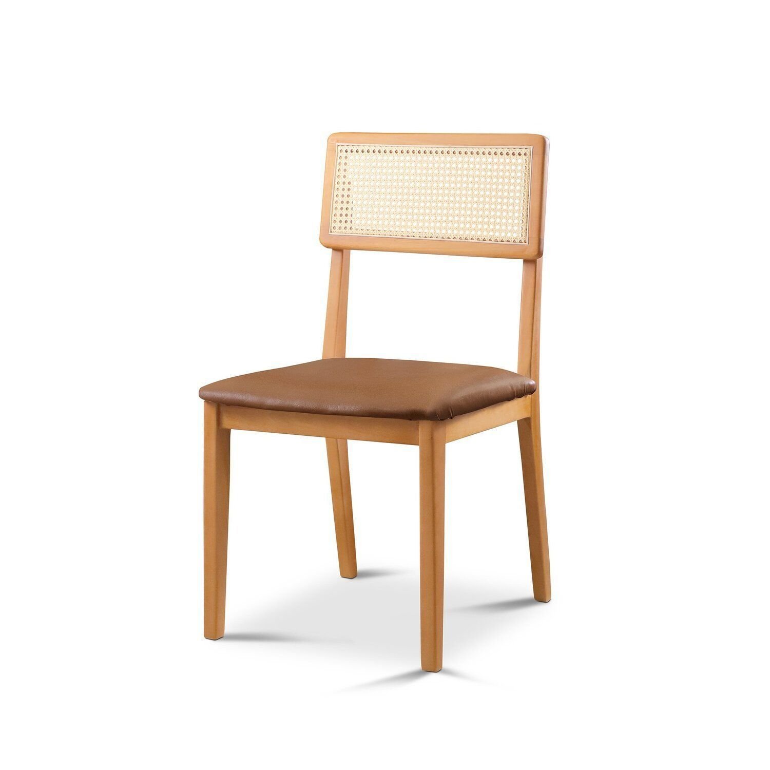 Cadeira De Jantar Com Encosto De Telinha Ava Marrom/nature