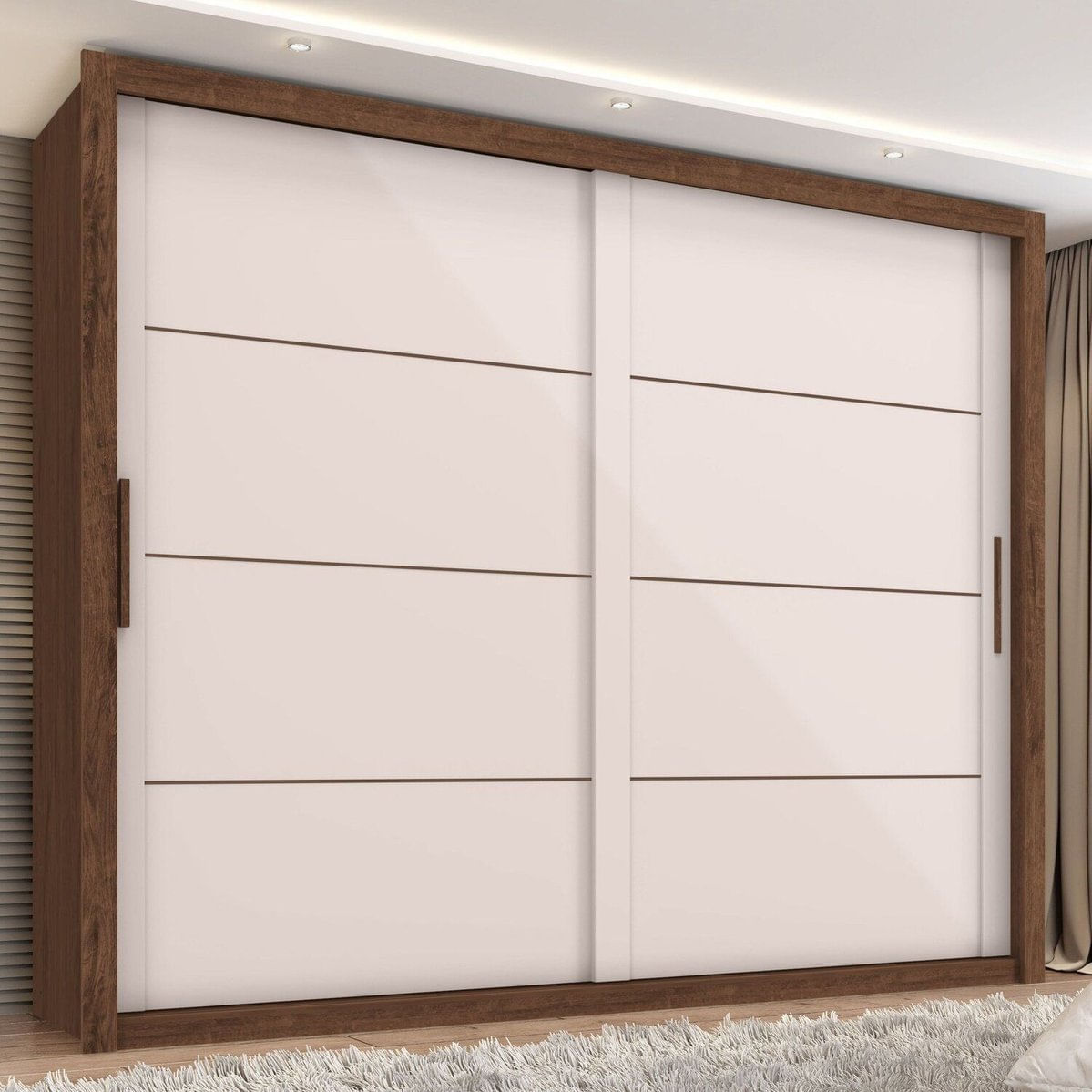 Guarda-roupa Casal 2 Portas 6 Gavetas Imperador Plus Jacaranda / Off White