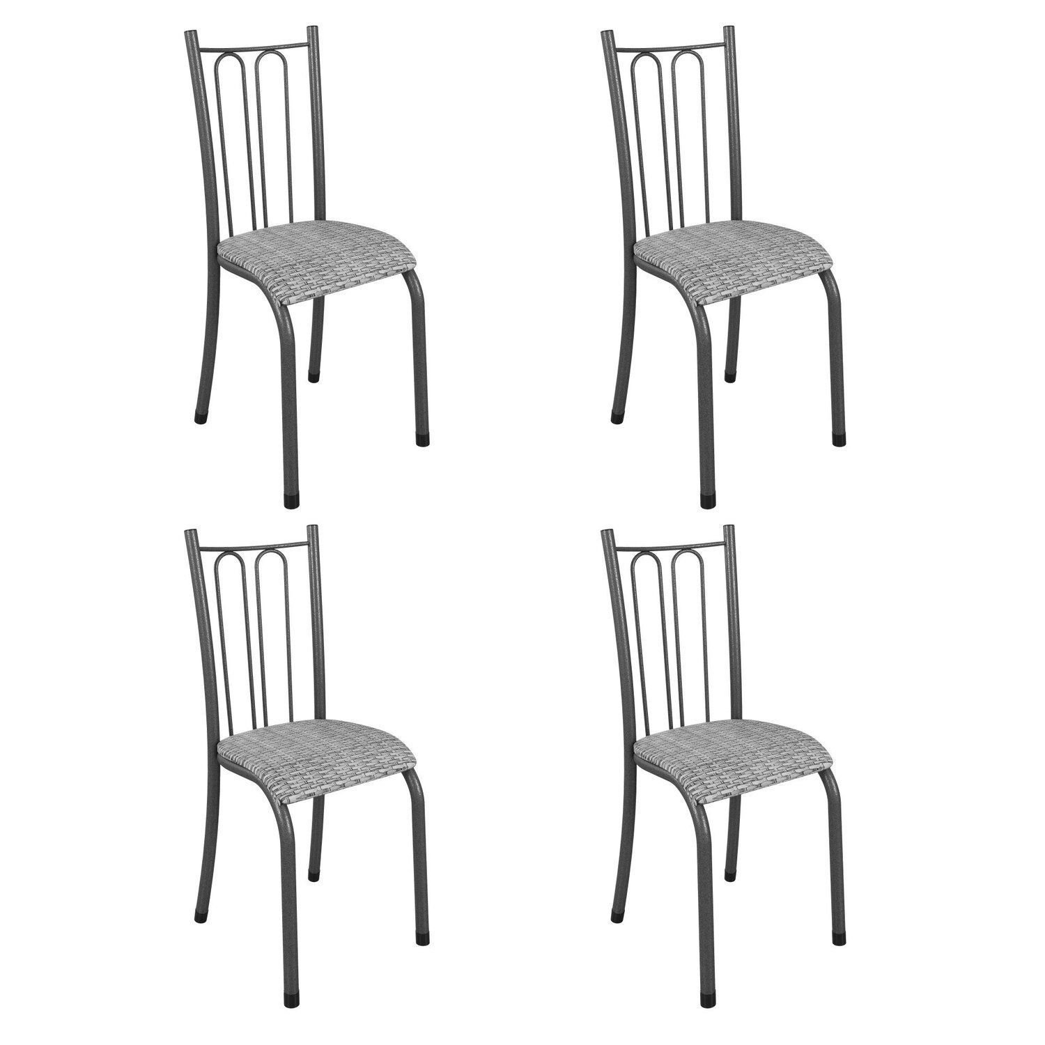 Kit 4 Cadeiras Para Sala De Jantar Amanda Prata/preto