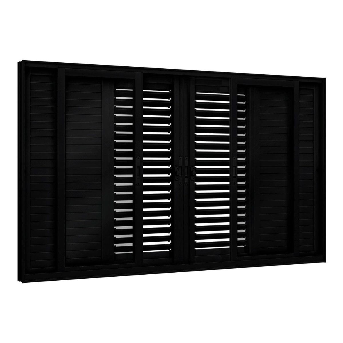 Janela De Alumínio Veneziana Flex 4 Folhas Móveis E 2 Fixas 120x200cm Lucasa Eccellente Preto