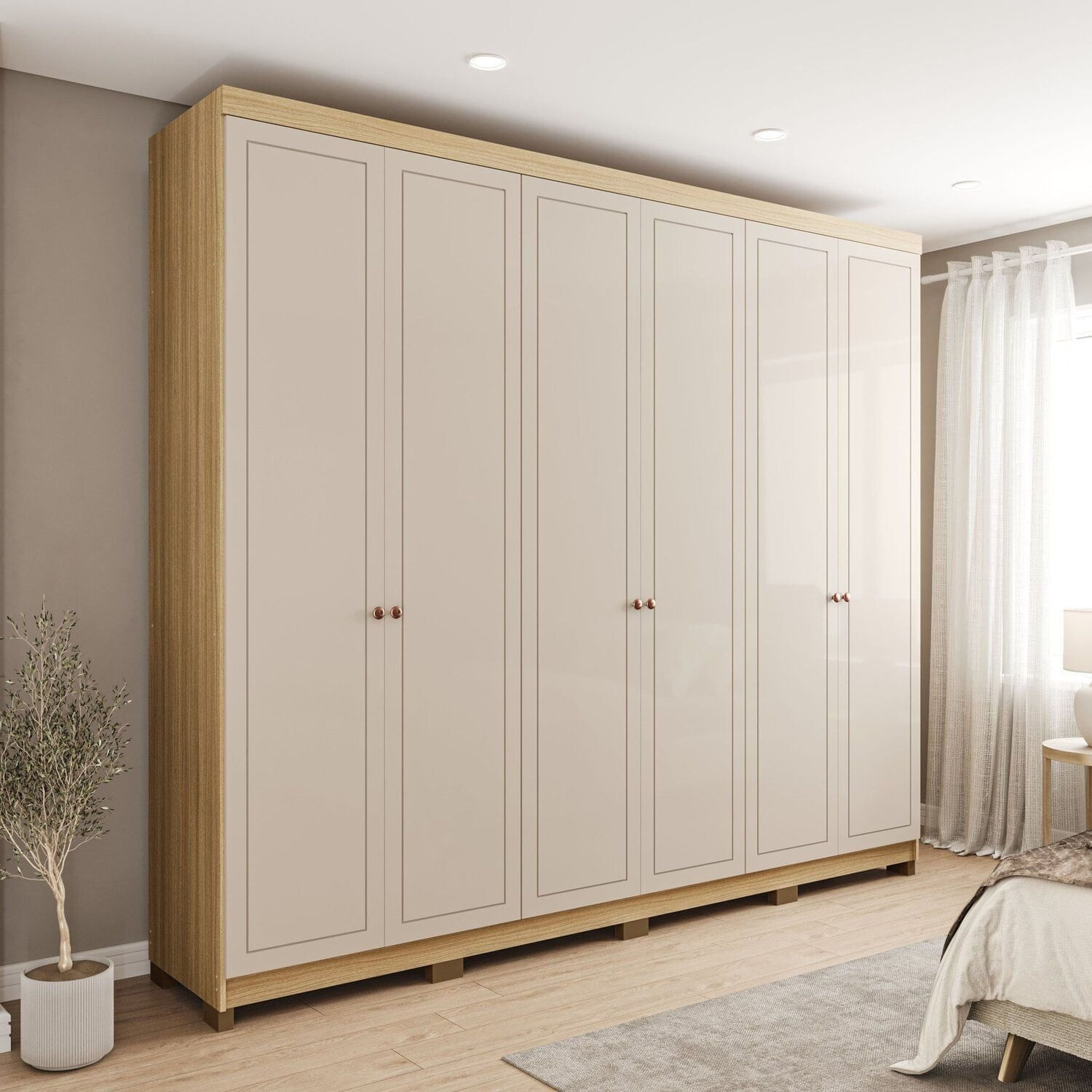 Guarda-roupa Casal 6 Portas 100% Mdf Pérola Yescasa Carvalho/off White