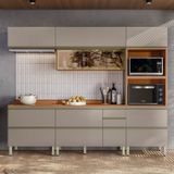 Cozinha Completa Com Aéreo 5 Peças Mdf Proença Nogueira/nude Prime