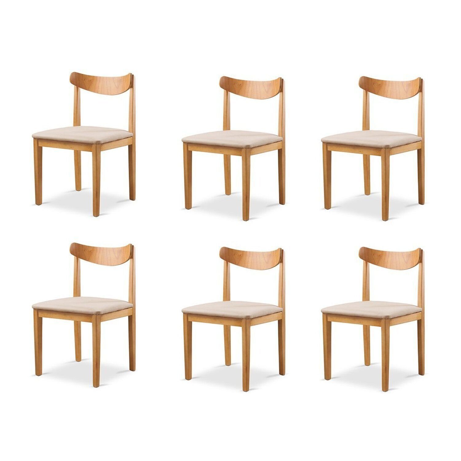 Kit 6 Cadeiras Sala De Jantar Aurora Bege/nature