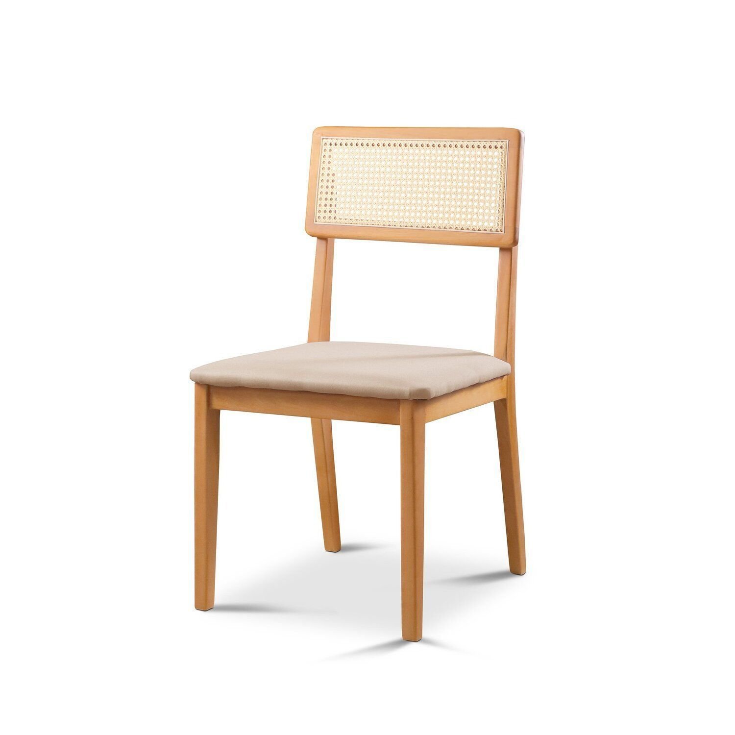 Cadeira De Jantar Com Encosto De Telinha Ava Bege