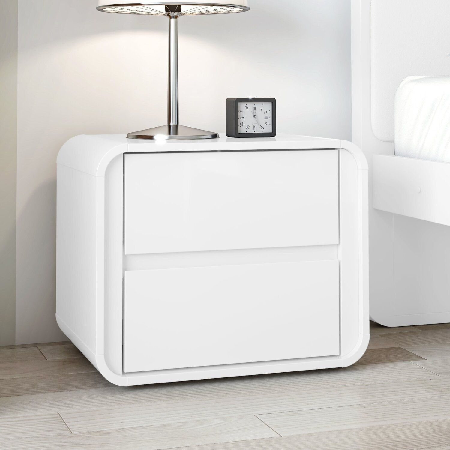 Mesa De Cabeceira 2 Gavetas 45cm X 55cm Loop Branco