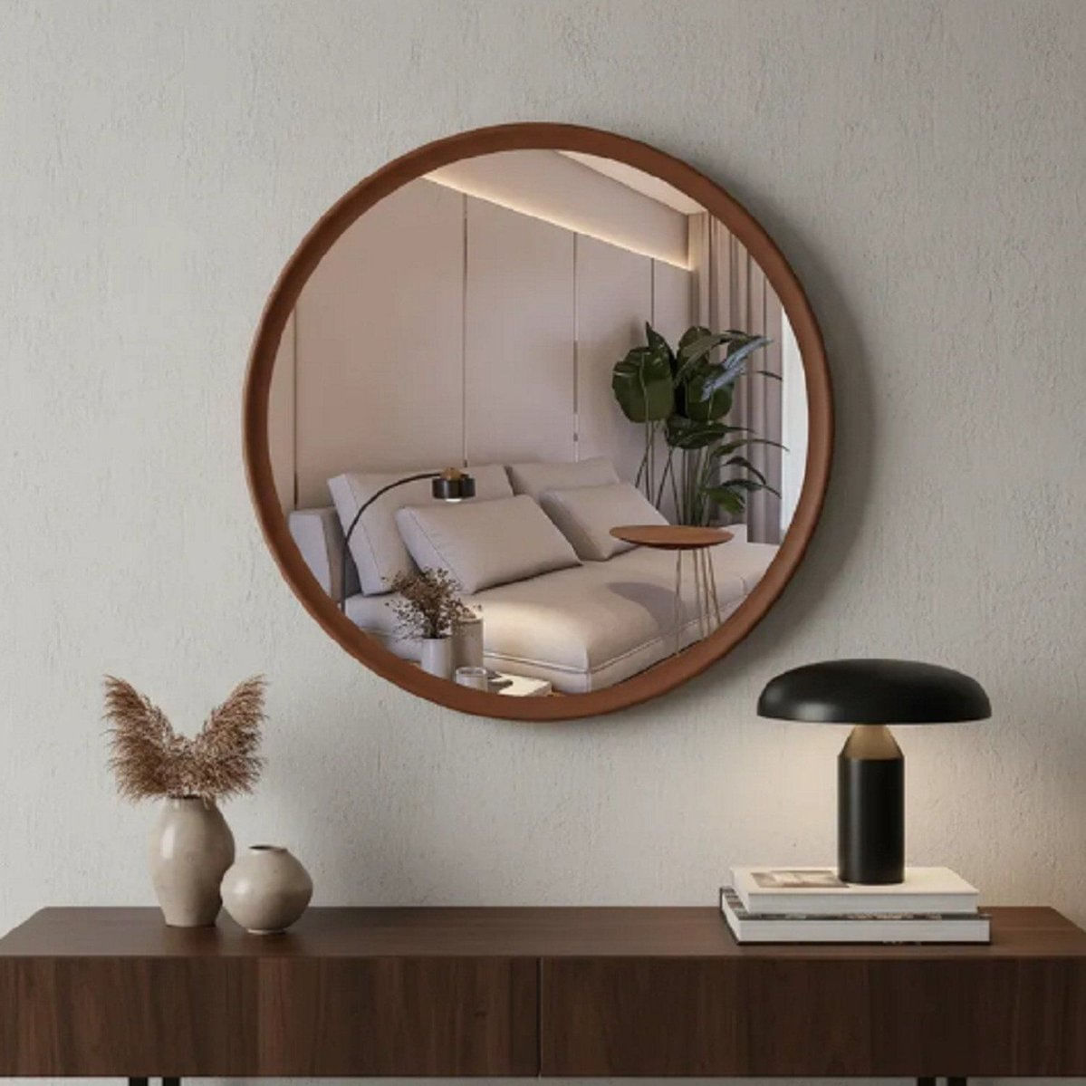 Espelho Redondo 60cm Moldura Alumínio Basic Reduna Cobre