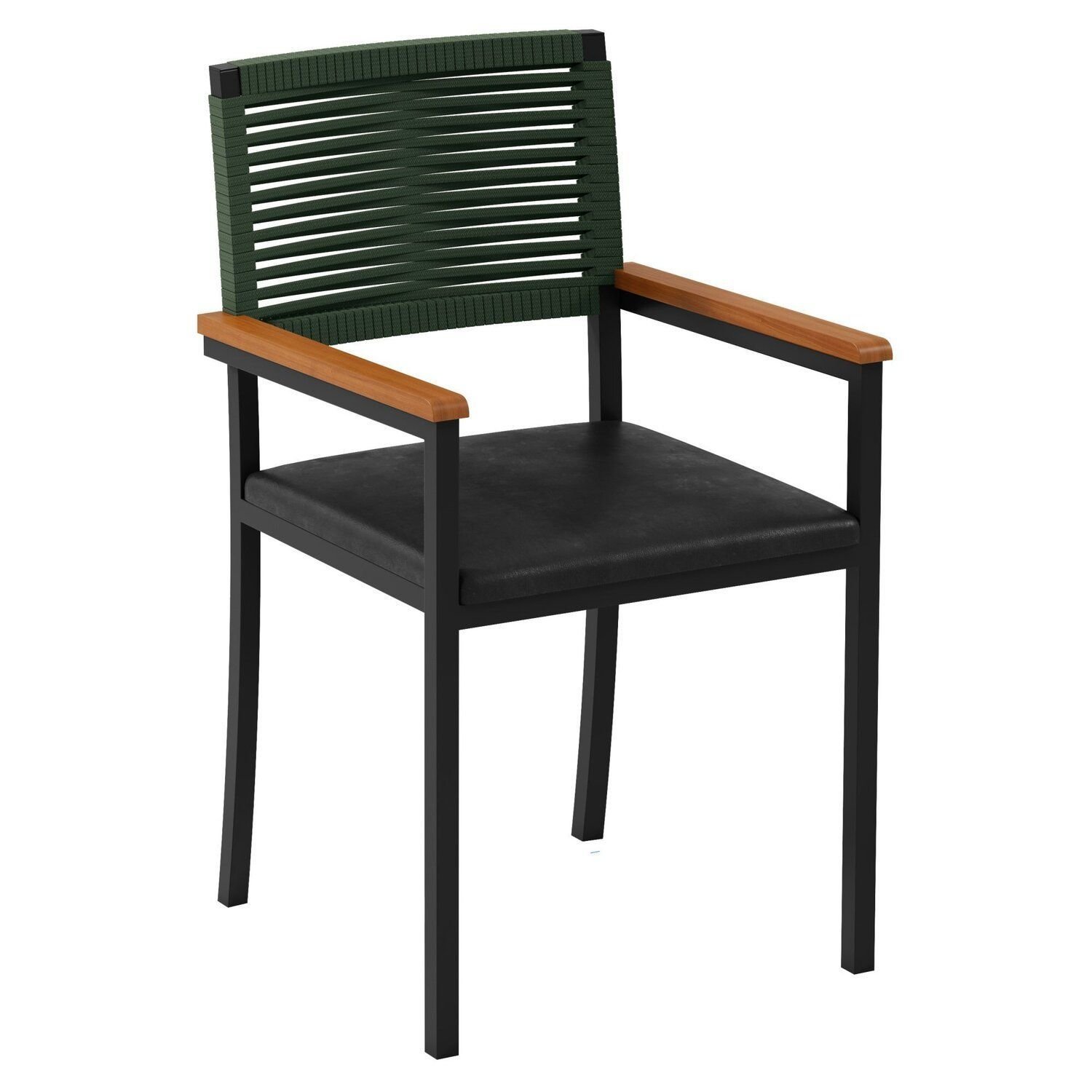 Cadeira Com Braço Para Sala De Jantar Viena Verde/preto