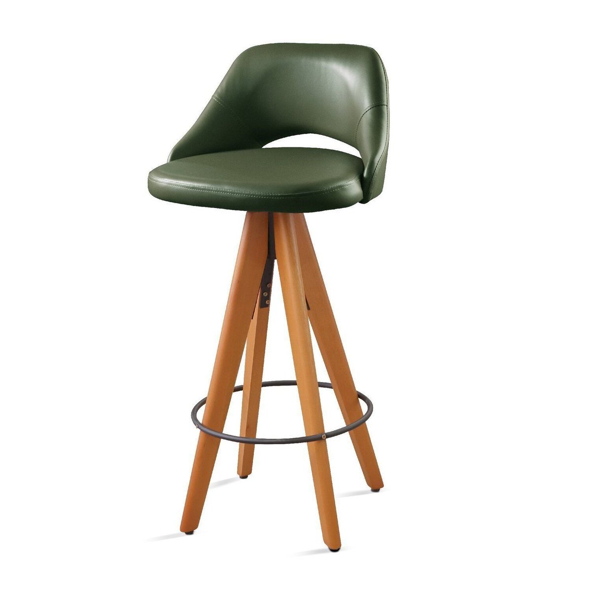 Banqueta Giratória Estofada Com Encosto Nicole Verde/nature