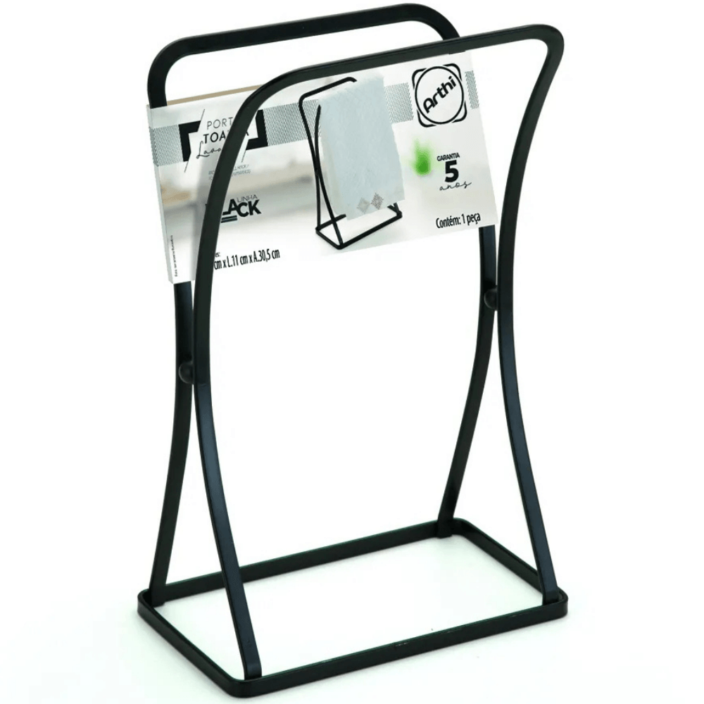 Porta Toalha Lavabo Preto - Linha Black - Arthi Arthi Inox
