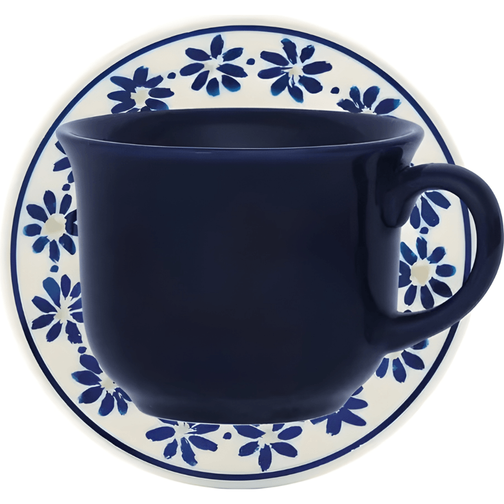 Xícara De Cerâmica Com Pires 200ml - Margaridas Biona