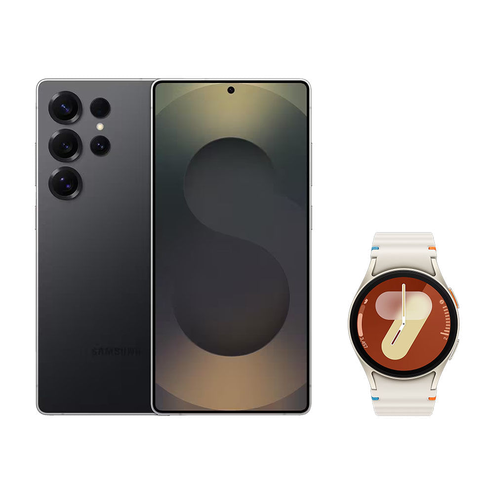 S25 Ultra (512gb) - Titânio Jetblack + Watch7 Bt 40mm - Creme Combo