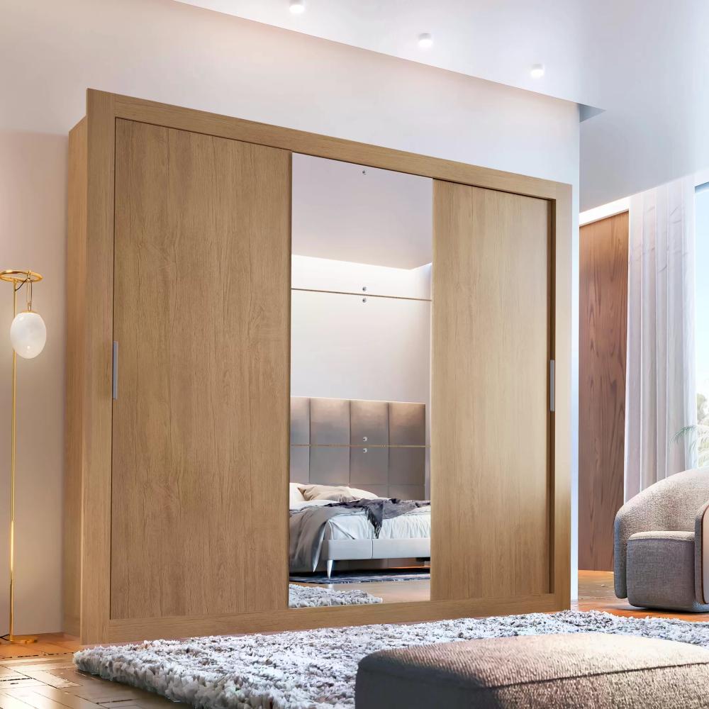 Guarda Roupa Casal com Espelho 3 Portas de Correr Alice Luxo Espresso Móveis Imbuia