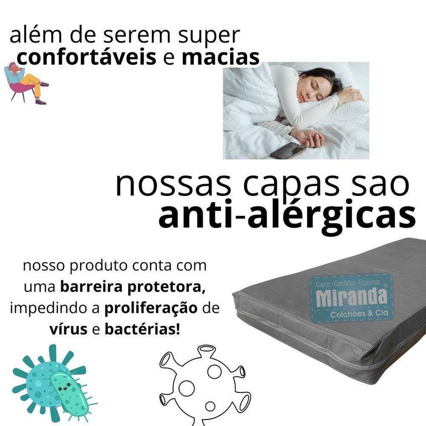Capa Colchão Solteiro Impermeável Hospitalar Com Zíper - Cinza 88x188x12cm - imagem 3