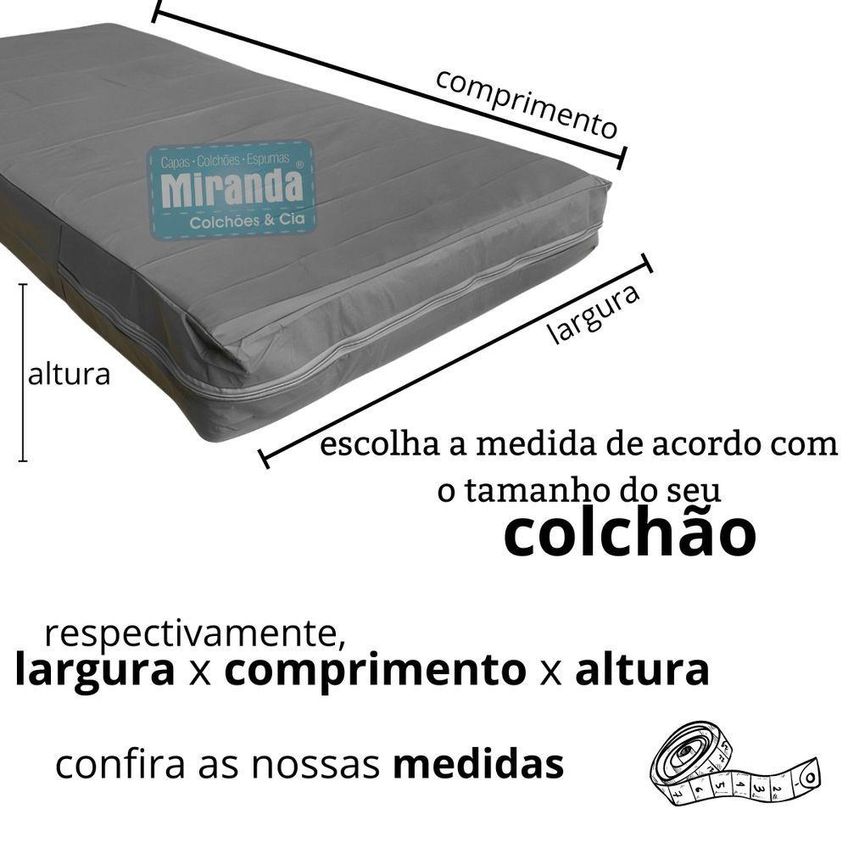 Capa Colchão Solteiro Impermeável Hospitalar Com Zíper - Cinza 88x188x12cm - imagem 5