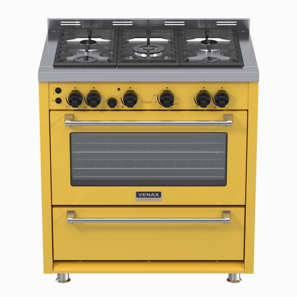 Fogão 5 Bocas Venax Temis Amarelo - 220v - 9241