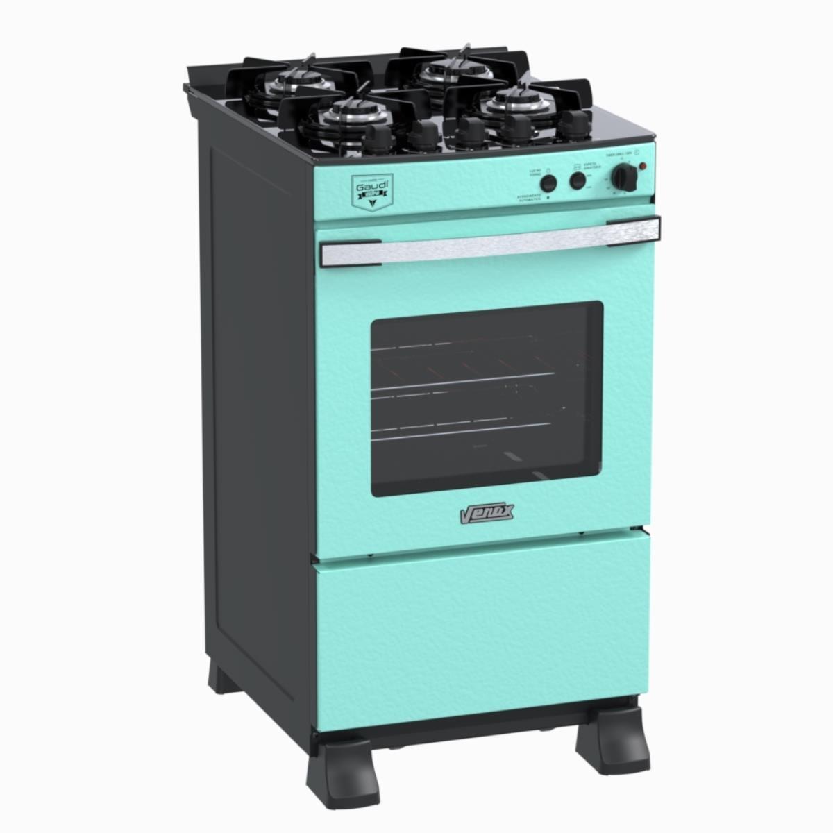 Fogão 4 Bocas Venax Gaudi Vetro Vitreo Verde Mesa em Vidro - 220v - 22172
