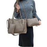 Kit 3 Peças Bolsa Feminina Estilo Tote - Caqui