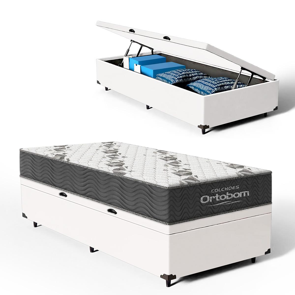 Cama Box Baú + Colchão Espuma D33 Ortobom Airtech 100 88 Cm