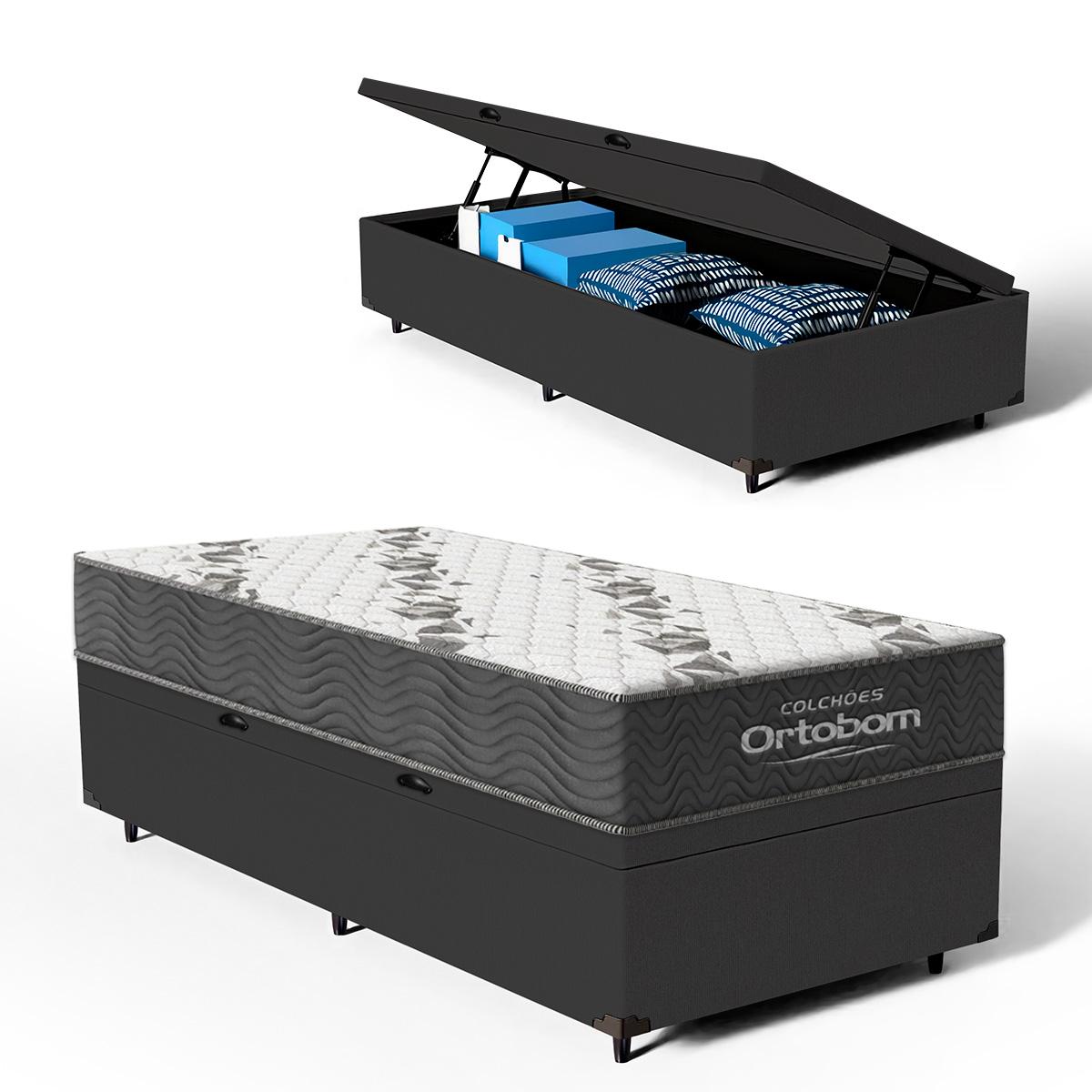 Cama Box Baú + Colchão Espuma D33 Ortobom Airtech 100 88 Cm