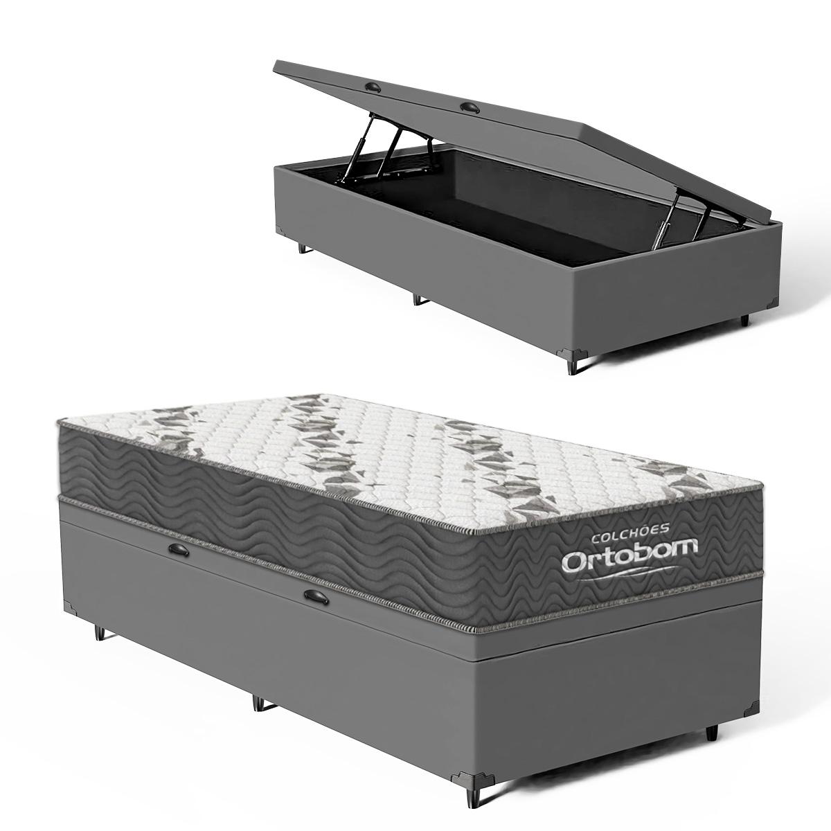 Cama Box Baú Com Colchão De Espuma D33 Ortobom Airtech 100 Solteiro 88cm