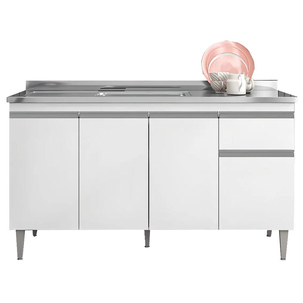 Balcao Para Pia Sem Tampo 145 Cm Tatiane Branco Reajl Moveis