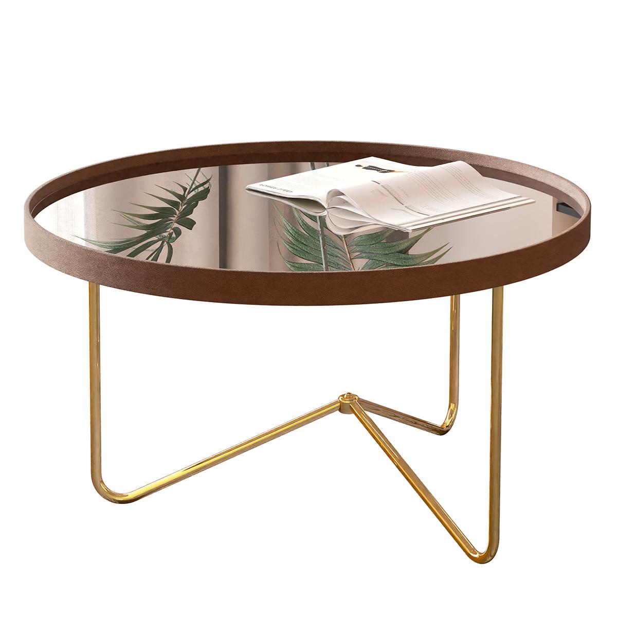 Mesa De Centro Alamanda Sala Espelhada Com Pés Metálicos Preto/bronze