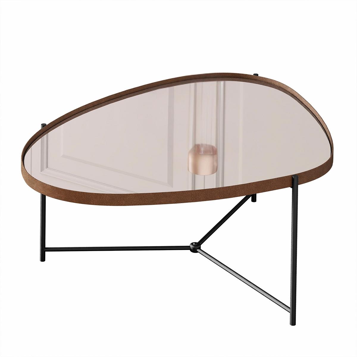 Mesa De Centro Organica Alamanda Espelhada Com Pés Metálicos Castanho/preto