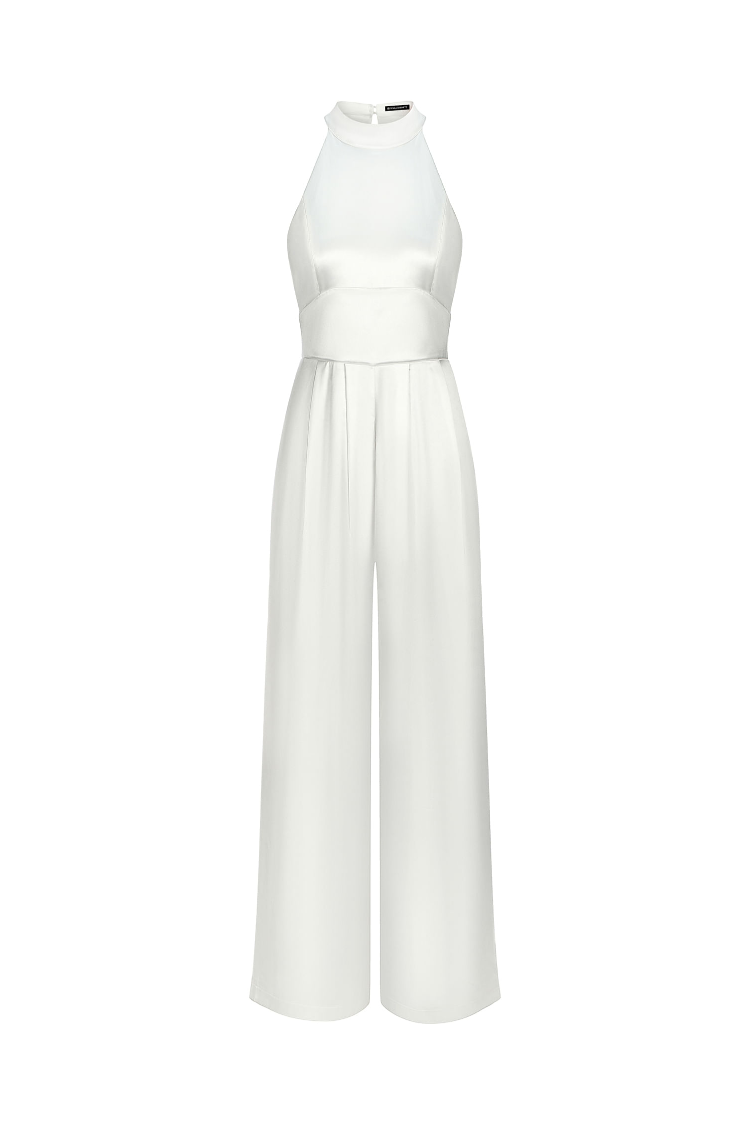 Macacão Bellabarnetten Katya Halter Neck Preto - Branco