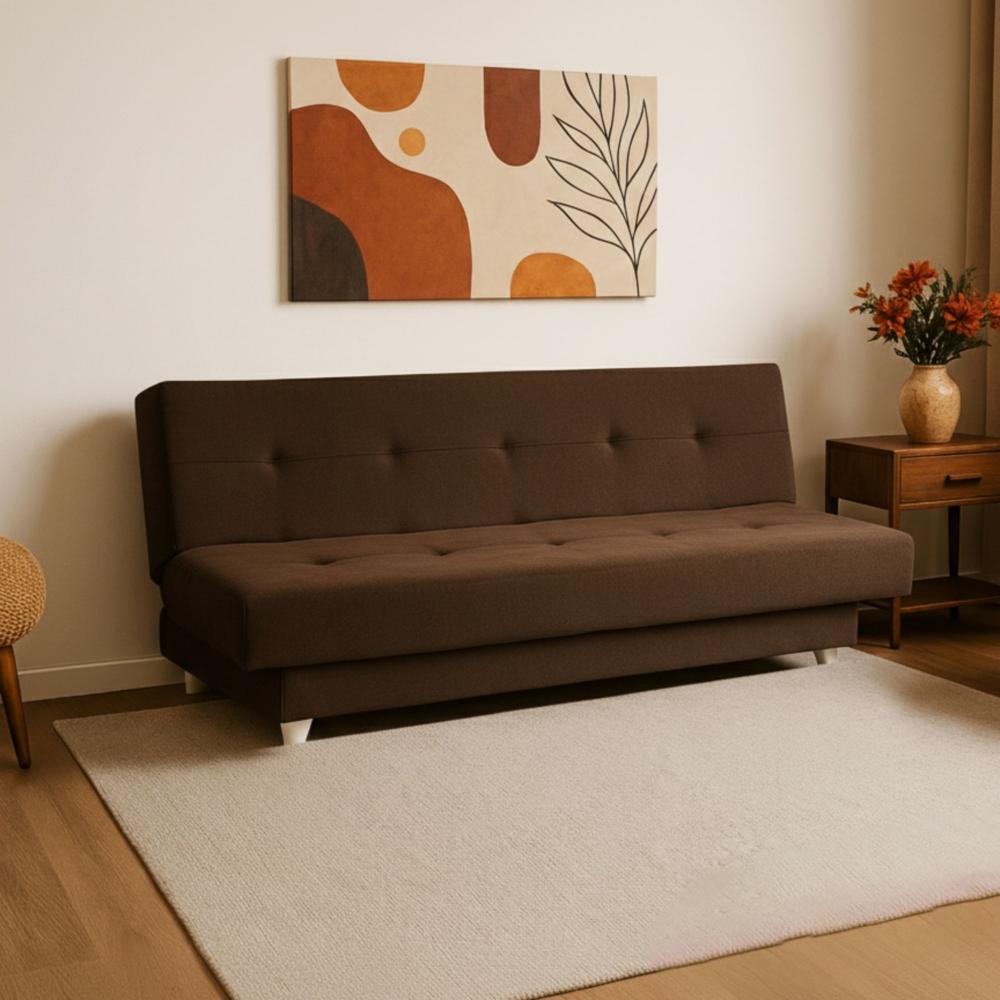 Sofá Cama 3 Lugares Xangai 1,94m Veludo Suede Marrom Rec