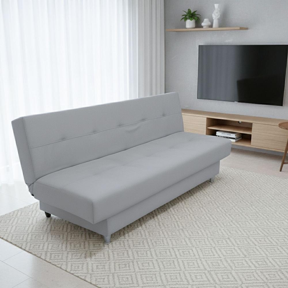 Sofá Cama 3 Lugares Xangai 1,94m Veludo Suede Prata Rec