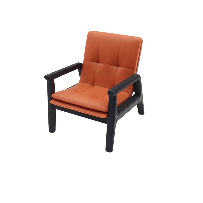 Espreguiçadeira Dollhouse Em Miniatura Em Escala 1:12 Com Almofada Laranja