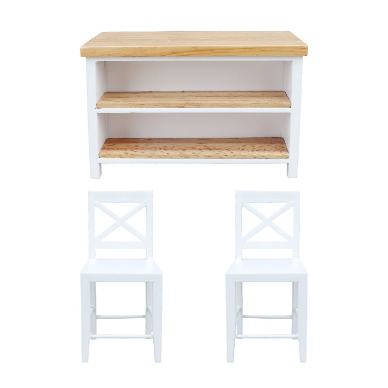 Conjunto De Jantar Em Miniatura Dollhouse Mesa De Madeira Em Escala 1:12