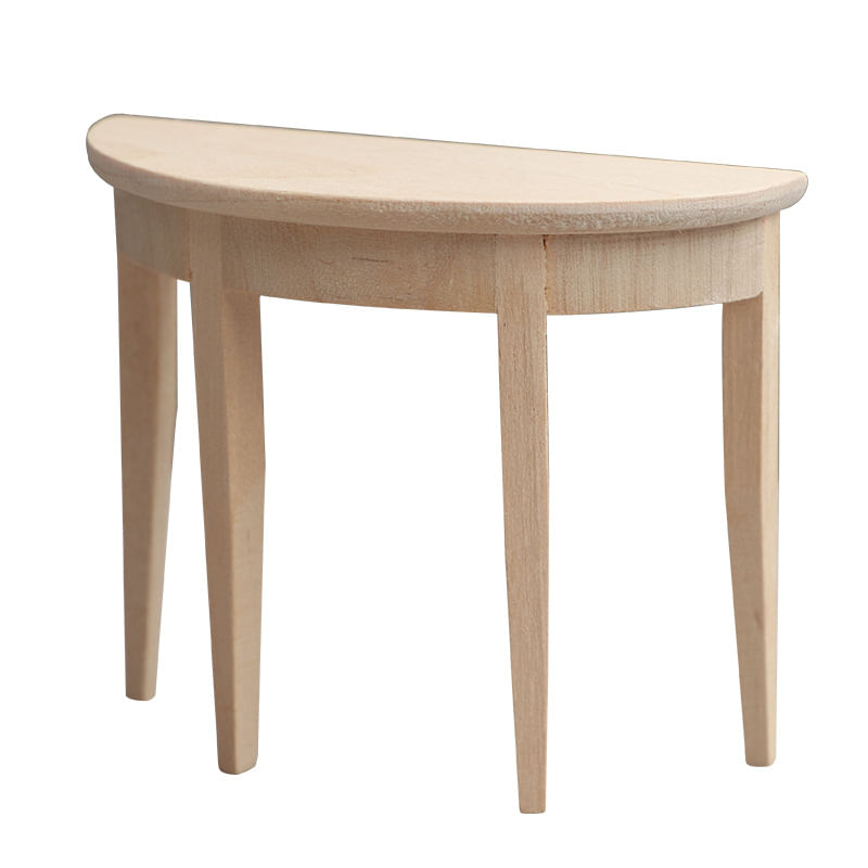 Móveis De Casa De Bonecas Em Miniatura, Mesa Semi-redonda De Madeira 1:12