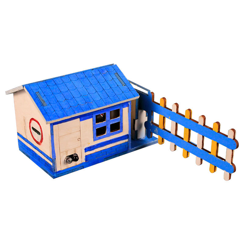 Kit Científico Stem Diy Smart Barrier Gate Com Modelo De Casa De Madeira