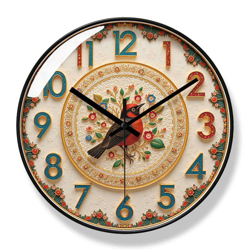 Relógio De Parede Vintage Floral De 12 Polegadas De Quartzo Silencioso Sem Tique-taque