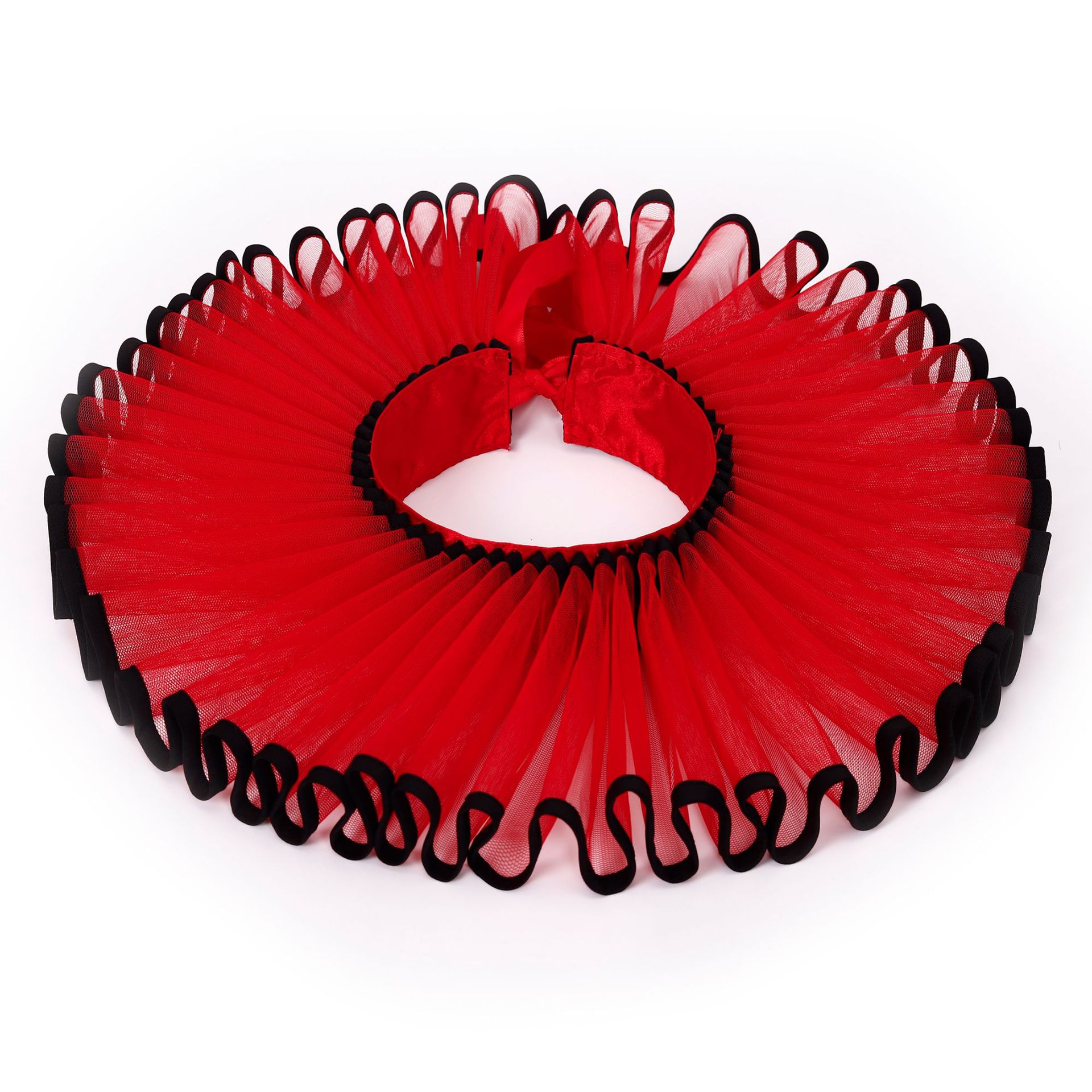 Gola Falsa, Babado De Tule Vermelho Gótico Com Acabamento Preto Para Mulheres