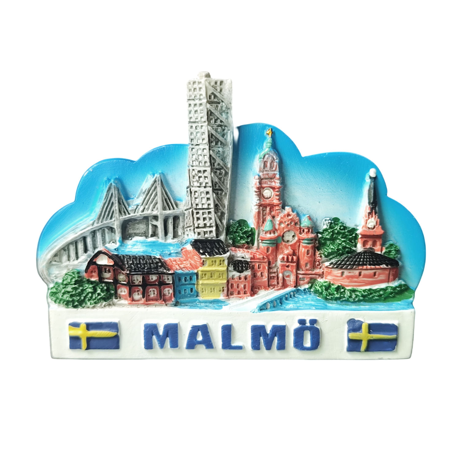 Imã De Geladeira Malmö, Suécia, Resina 3d, Lembrança De Paisagem Urbana, 50g