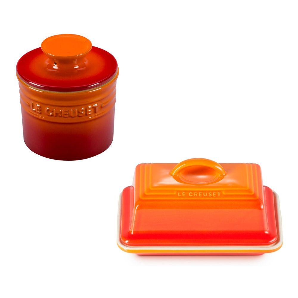Kit Le Creuset Pote De Manteiga E Manteigueira Estilo Europeu 17,5cm Em Cerâmica
