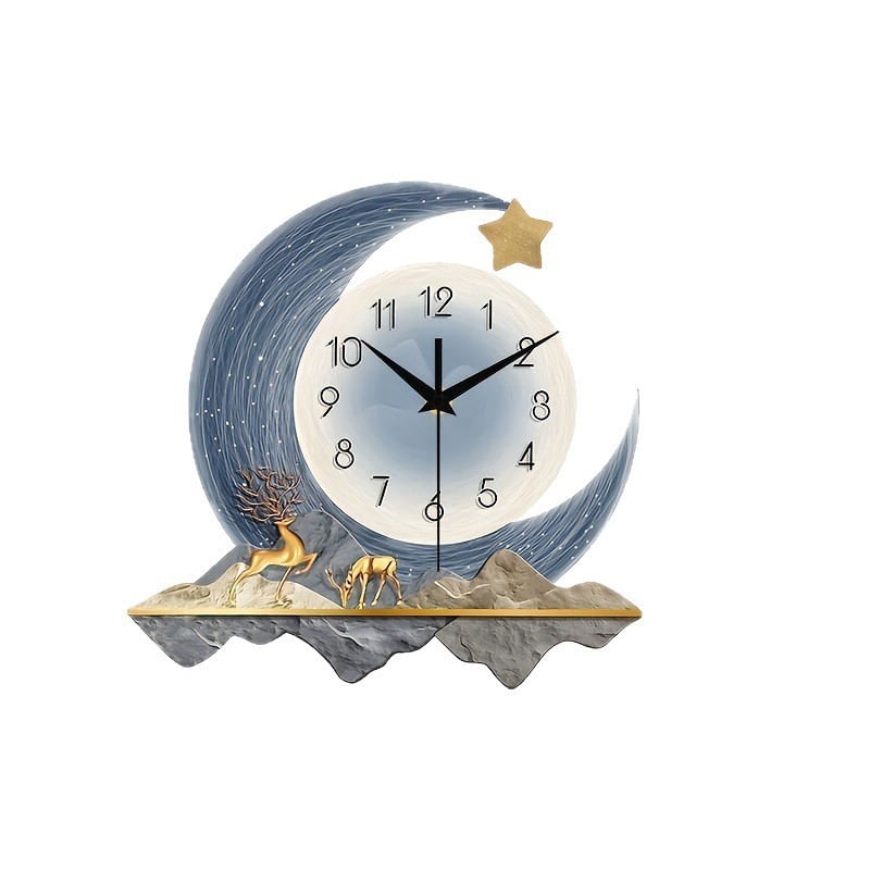 Relógio De Parede Creative Moon &amp; Deer Design Acrílico 30cm
