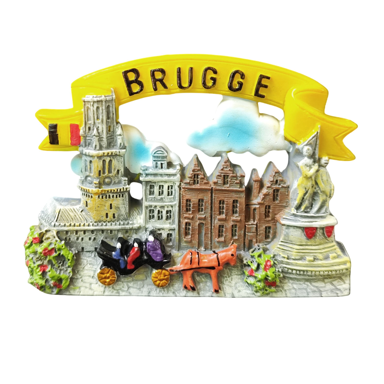 Ímã De Geladeira 3d Resin Brugge Pintado À Mão Belgian Landmar