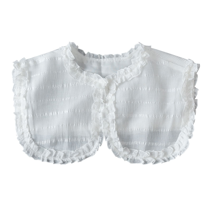 Gola Falsa, Delicada Renda Branca Com Babados Para Mulheres E Meninas
