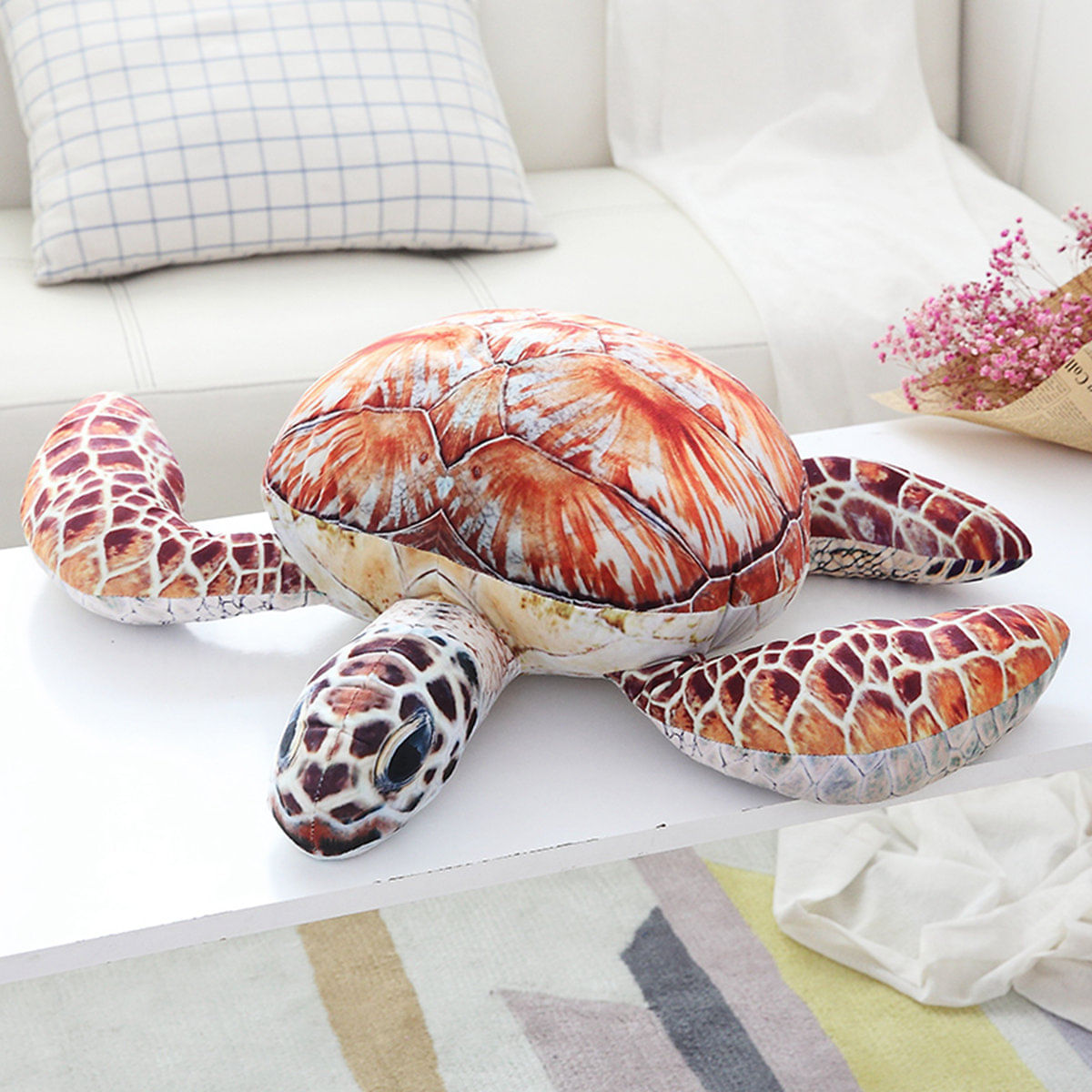 Boneca De Pelúcia Realistic Sea Turtle 45 Cm Soft Stuffed Mari